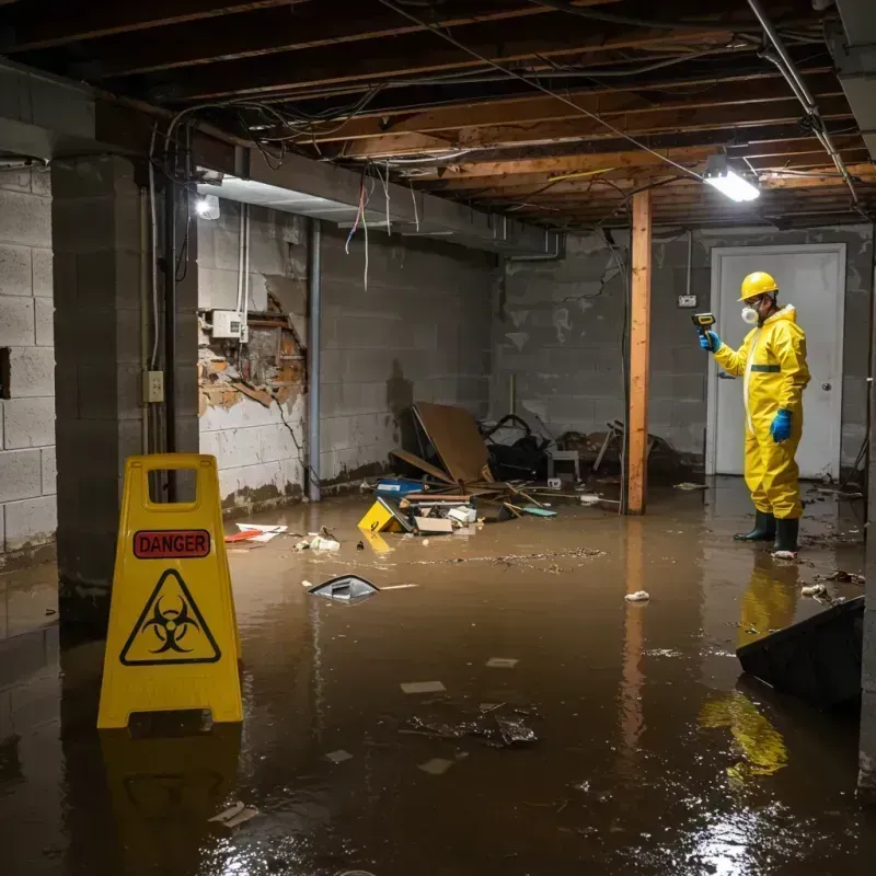 Flooded Basement Electrical Hazard in Middleborough Center, MA Property